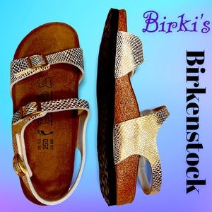 NWOB Birki’s Metallic Gold Faux snake Birkenstocks sz 8